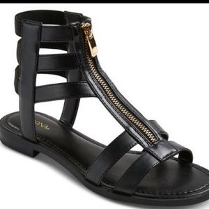 Merona Black Gladiator Sandaals W/ Silver Zip